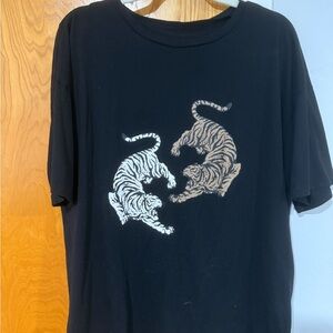 Black T-Shirt with Tiger Print